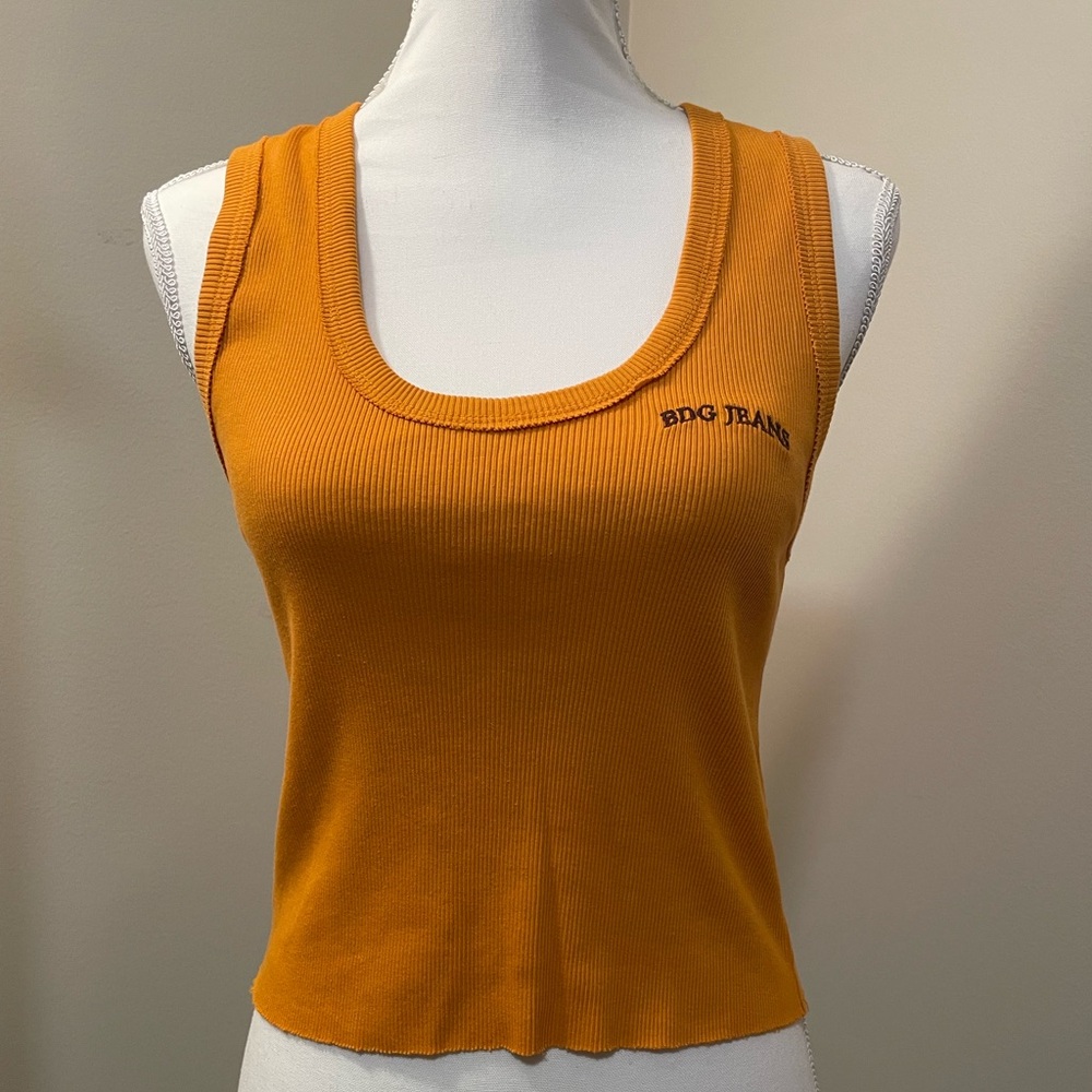 BDG Mustard Ribbed Scoop Neck Tank Top